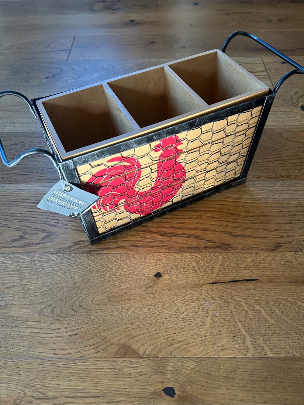 Decorative Red Rooster Compartment Caddy by
